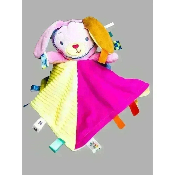Taggies Pink Patchkins Bunny Rabbit Lovey Security Blanket Plush 13 inch - Picture 6 of 11